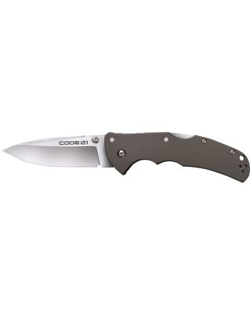 Cold Steel CS58PSZ Code 43.50" Folding Spear Point Plain Satin S35VN Blade, 5" Gunmetal Gray Aluminum Handle