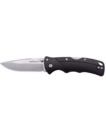 Cold Steel CSFLC3SPSSZ VerdictEDC 3" Tanto Plain Folding 4116 Krupp SS Blade, Black Textured GFN Handle