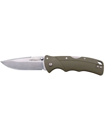 Cold Steel CSFLC3SPSSODGZ VerdictEDC 3" Spear Point Plain Folding 4116 Krupp SS Blade, ODG Textured GFN Handle