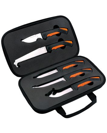 Cold Steel CSFXFLDKIT Hunting KitIncludes Caper Blade, Skinning Blade w/Gut Hook, General Purpose Blade, Boning blade, Bone Saw, Handle &amp; Case