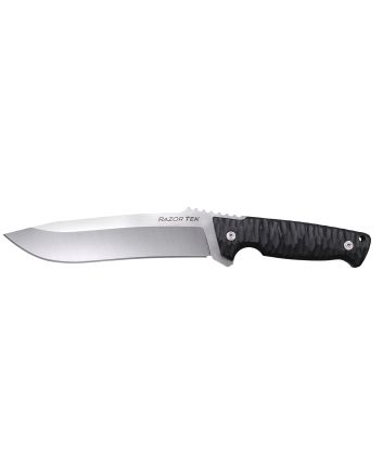 Cold Steel CSFX65RZR Razor TekEDC 6.50" Fixed Clip Point Plain Satin 4116 Krupp SS Blade, 6.13" Black Textured