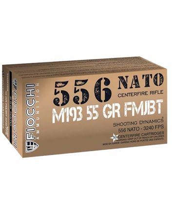 Fiocchi 556M193L 5.56NATO 55gr Full Metal Jacket Boat Tail 50 Per Box/20 Case