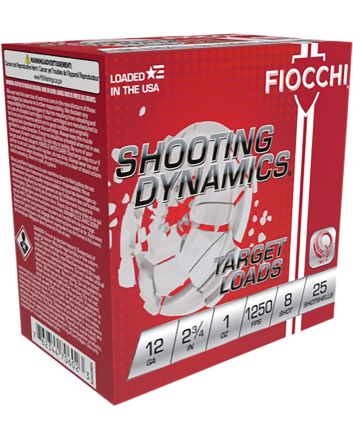 Fiocchi 12SD1X8 Shooting Dynamics12Gauge 2.75" 1oz 8Shot 25 Per Box/10 Case