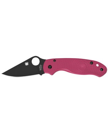 Spyderco C223PNBK Para 3 Lightweight Breast Cancer EDC 2.93" Folding Plain Black DLC BD1N SS Blade, Pink Textured FRN Handle