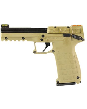 Kel-Tec PMR30TAN10 PMR3022 WMR 10+1 4.30" Black Fluted Steel Barrel, Black/Tan Serrated Slide, Tan Polymer Frame w/Picatinny Rail, Tan Textured Polymer Grip