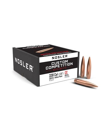 Nosler 57520 Custom Competition 338Cal 250gr Hollow Point Boat Tail 100/Box