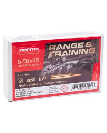 Norma Ammunition 701701313 Range &amp; Training5.56x45mmNATO 55gr Full Metal Jacket 20 Per Box/10 Case