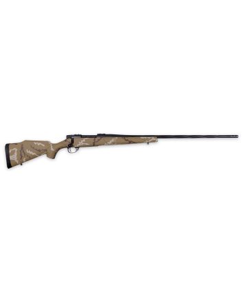 Weatherby VHH243NR4B Vanguard Outfitter Full Size 243 Win 5+1 24" Black Cerakote #2 Fluted/Threaded Barrel &amp; Drilled &amp; Tapped Steel Receiver Tan w/Brown &amp; White Sponge Monte Carlo Synthetic Stock