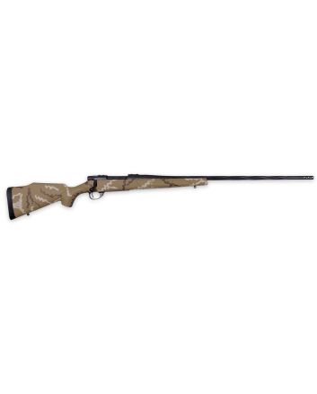Weatherby VHH300NR6B Vanguard Outfitter Full Size 300 Win Mag 3+1 26" Black Cerakote #2 Fluted/Threaded Barrel &amp; Drilled &amp; Tapped Steel Receiver. Tan w/Brown &amp; White Sponge Monte Carlo Synthetic Stock