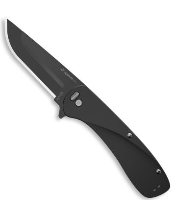 Outdoor Edge VX130B Razor VX1 EDC 3" Folding Plain Black Oxide 420J2 SS Blade, Black Anodized Aluminum Handle