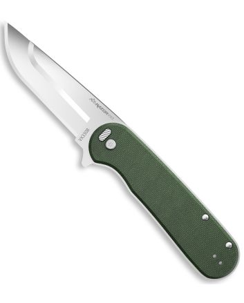 Outdoor Edge VX330B Razor VX3 EDC 3" Folding Drop Point Plain Satin 420J2 SS Blade, Green Micarta Handle
