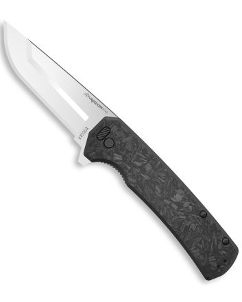 Outdoor Edge VX530A Razor VX5 EDC 3" Folding Plain Satin 420J2 SS Blade, Black Carbon Fiber/G10 Handle