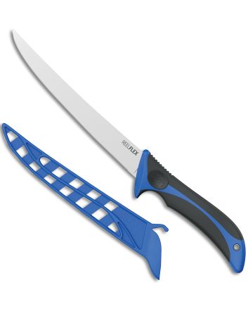 Outdoor Edge RF75C ReelFlex7.50" Fixed Fillet Plain Satin 4116 SS Blade, Blue/Black TPR Handle