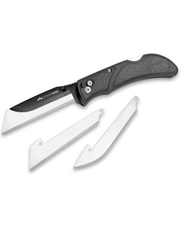 Outdoor Edge RW3060C RazorWork3" Folding Drop Point/Utility Plain/Gut Hook Black Satin 420J2 SS Blade, Gray Nonslip Gray Grivory w/TPR Inserts Handle