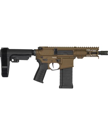 CMMG 54A3B0FMB Banshee MK4 5.7x28mm 40+1 5" Black Nitride Medium Taper Threaded Barrel, M-LOK Handguards Midnight Bronze Cerakote Aluminum, Picatinny Rail Receiver, CMMG Zeroed Grips