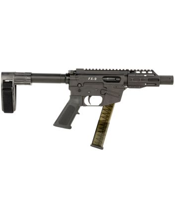 FREEDOM ORDNANCE FX9P4SBM FX-99mm Luger 31+1 4" Black Nitride Steel Barrel, M-LOK Handguards, Black Anodized Aluminum Picatinny Rail Receiver, Black SB Mini Brace, AR15 Grip