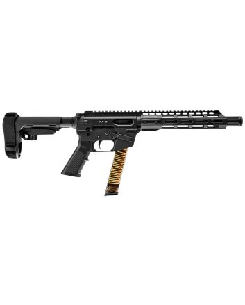 FREEDOM ORDNANCE FX9P10S FX-99mm Luger 31+1 10" Black Nitride Steel Barrel, M-LOK Handguards, Black Anodized Aluminum Picatinny Rail Receiver, Black SBA3 Brace, AR15 Grips, Right Hand