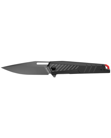 Real Avid AVRAV5 RAV--53.40" Folding Drop Point Plain Titanium 8Cr13MoV SS Blade, Black Textured Aluminum/Carbon Fiber Handle, Clamshell Pkg