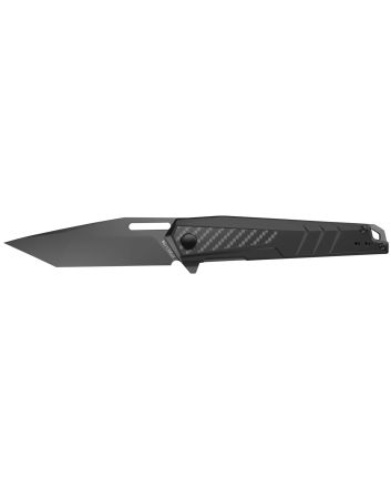 Real Avid AVRAV6 RAV-63.40" Folding Tanto Plain Titanium 8Cr13MoV SS Blade, Black Textured Aluminum/Carbon Fiber Handle, Clamshell Pkg
