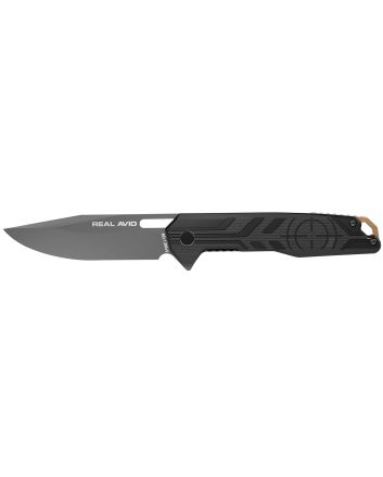 Real Avid AVRAV7 RAV-7EDC 3.25" Folding Drop Point Plain Titanium 8Cr13MoV SS Blade, Black Textured G10 Handle, Clamshell Pkg