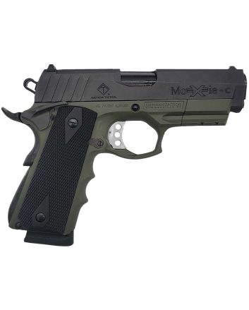 ATI GFXH45MCBFG FXH-45 Moxie 45 ACP 8+1 4.25" Black Nitride Steel Barrel, Black Nitride Serrated Steel Slide, Battlefield Green Polymer Frame w/Beavertail &amp; Picatinny Rail, Black Polymer Grip