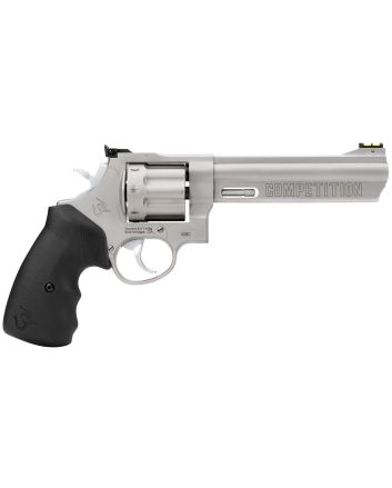Taurus 2608069CMP 608 Competition 357 Mag/38 Special +P 8rd 6" Matte Stainless Steel Barrel, Cylinder &amp; Frame, Black Finger Grooved Grip, Transfer Bar Safety, Exposed Hammer