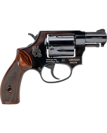 Heritage Mfg HR38B2W RoscoeSmall Frame 38 Special +P 5rd 2" Black Polished Alloy Steel Barrel &amp; Cylinder, Black Polished Carbon Steel Frame, Wood Grip, Transfer Bar Safety