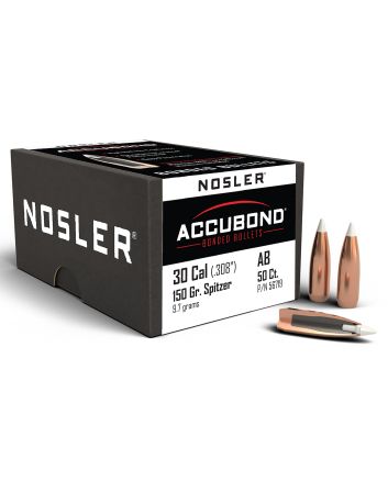 Nosler 56719 AccuBond30Cal 150gr Spitzer Point Boat Tail 50/Box