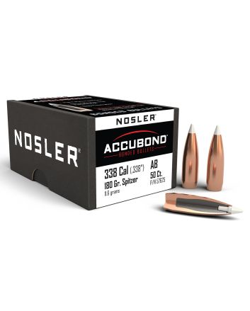 Nosler 57625 AccuBond338Cal 180gr Spitzer Point Boat Tail 50/Box