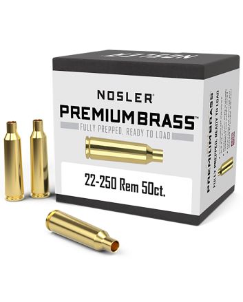 Nosler 10065 Premium Brass Unprimed Cases 22-250Rem Rifle Brass 50/Box