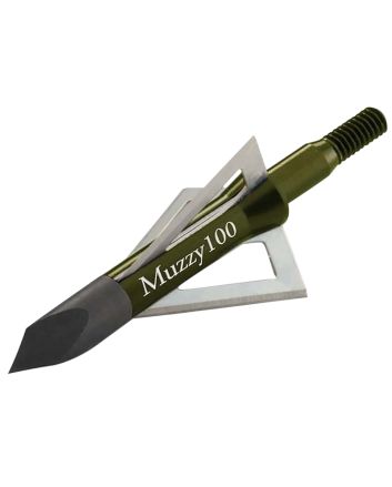 Muzzy 225 3- Blade Broadhead Trocar Tip Anodized Aluminum Ferrule Blades 100 gr/6 Per Pack