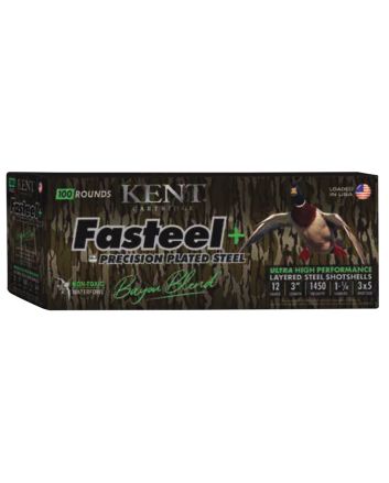 Kent Cartridge CC123FSP363X5 Fasteel + Precision Steel Sports South Exclusive Bayou Blend 12Gauge 3" 1 1/4oz 3x5Shot 100Per Box/2 Case *Case Only