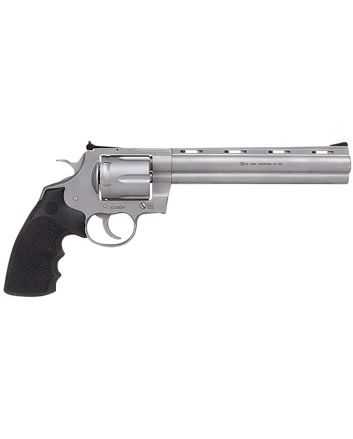 Colt Mfg PYTHONSM8RTS Python357 Mag/38 Special 6 Shot 8" Bead Blasted Vent Rib Barrel, Cylinder &amp; Frame, Black Rubber Grip, Exposed Hammer