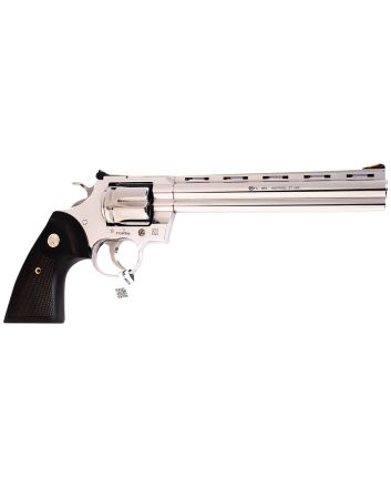 Colt Mfg PYTHONSP8WTS Python357 Mag/38 Special 6 Shot 8" Polished Stainless Steel Vent Rib Barrel, Cylinder &amp; Frame, Walnut w/Medallion Grip, Exposed Hammer