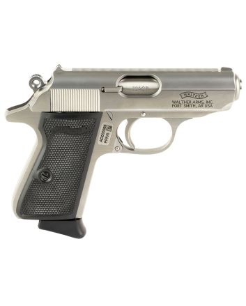 Walther Arms 4796022 PPK/S32 ACP 7+1 3.30" Stainless Steel Barrel, Matte Stainless Serrated Steel Slide, Stainless Aluminum Frame w/Beavertail, Black Checkered Polymer
