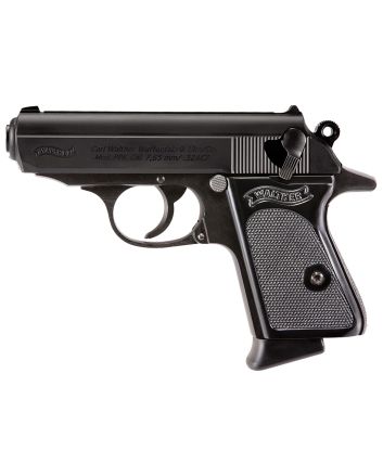 Walther Arms 4796023 PPK/S32 ACP 7+1 3.30" Black Steel Barrel, Black Serrated Steel Slide, Steel Frame w/Beavertail, Textured Polymer Grip