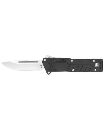 CobraTec Knives BLKSFDNS Special Forces3.25" OTF Drop Point Plain Satin D2 Steel Blade, 4.75" Black Textured Anodized Aluminum Handle