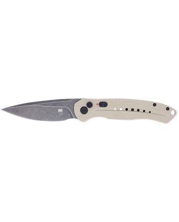 CobraTec Knives TANDIABLOAUTO Diablo3.50" Folding Black Stonewashed D2 Steel Blade, 4.75" Tan Textured G10 Scales Handle