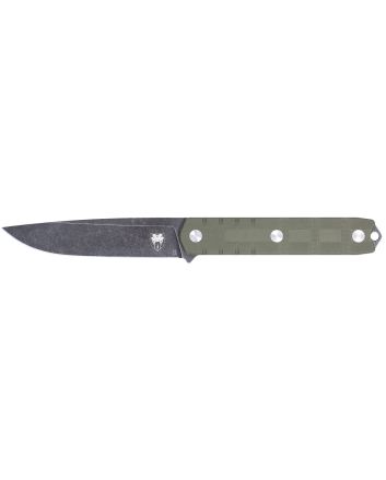 CobraTec Knives CTOWODGDNS Outdoor Warrior 4.50" Fixed Drop Point Plain Stonewashed D2 Steel Blade, 4.75" OD Green Textured G10 Scales Handle