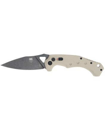 CobraTec Knives TANAFRYK Ryker3.75" Folding Plain Black Stonewashed D2 Steel Blade, 5" Tan Textured G10 Handle