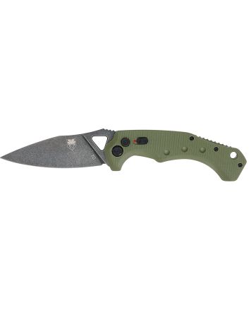 CobraTec Knives ODGAFRYK Ryker3.75" Folding Plain Black Stonewashed D2 Steel Blade, 5" OD Green Textured G10 Handle
