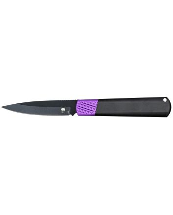 CobraTec Knives CTWOLVERINEBLK Gideon3" Folding Plain Black Stonewashed D2 Steel Blade, 4.25" Black/Purple Aluminum Handle
