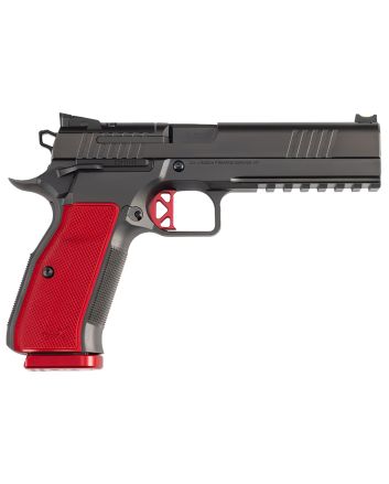 Dan Wesson 92013 DWX9mm Luger 10+1 4.95" Black Match Grade Barrel, Black DLC Optics Ready Serrated Steel Slide, Black Aluminum Frame w/Beavertail &amp; Picatinny Rail, Red Textured Aluminum Grip