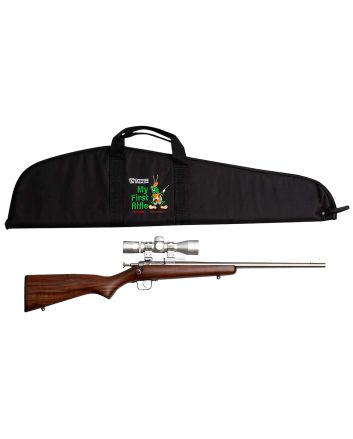 Crickett KSA2238BSC My First Rifle Package 22 S/L/LR Single Shot 16.10" Stainless Steel Barrel &amp; Receiver, American Walnut Fixed Stock, 4x32 Scope