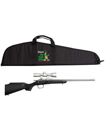 Crickett KSA2245BSC My First Rifle Package 22 S/L/LR Single Shot 16.10" Stainless Steel Barrel &amp; Receiver, Black Synthetic Fixed Stock, 4x32 Scope