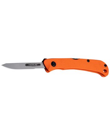 Hogue 35834 Expel2.50" Folding Scalpel Plain Satin High Carbon Steel Blade, Blaze Orange Textured G10 Scales/SS Handle
