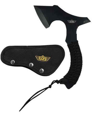 Uzi Accessories UZKAXE5 Throwing Axe7" Plain Stainless Steel Blade, Black Paracord Wrapped Stainless Steel Handle 12.20" OAL