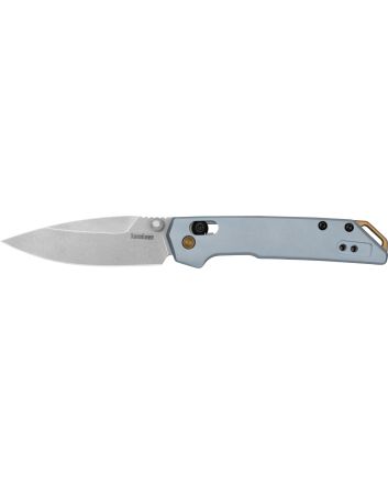 Kershaw 2051 IridiumEDC Mini 3" Folding Spear Point Plain Stonewashed D2 Steel Blade, Ice Blue Aluminum Handle