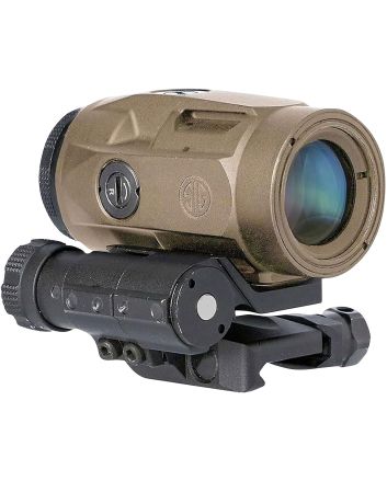 Sig Sauer Electro-Optics SOJ3M011 Juliet3-Micro Magnifier Flat Dark Earth 3x 22 mm 90 Degree Push Button Flip-to-side Mount