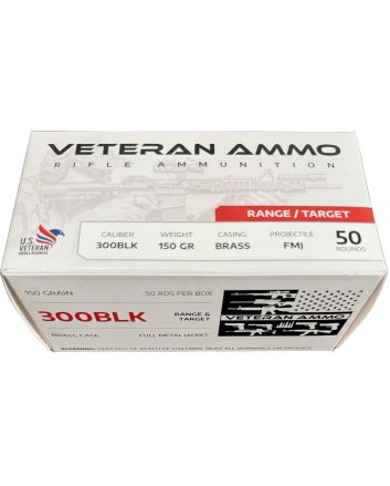 Hyperion Munitions HMBX300BLK15050 Veteran Ammo300 Blackout 150 gr Full Metal Jacket 50 Per Box/10 Case